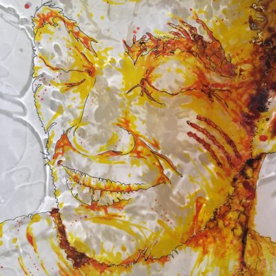 DEMI-PORTION Portrait of the rap singer Demi-Portion, from Sète, France. Paint on plexi, 50x50