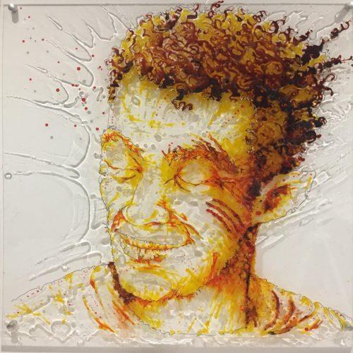 DEMI-PORTION Portrait of the rap singer Demi-Portion, from Sète, France. Paint on plexi, 50x50