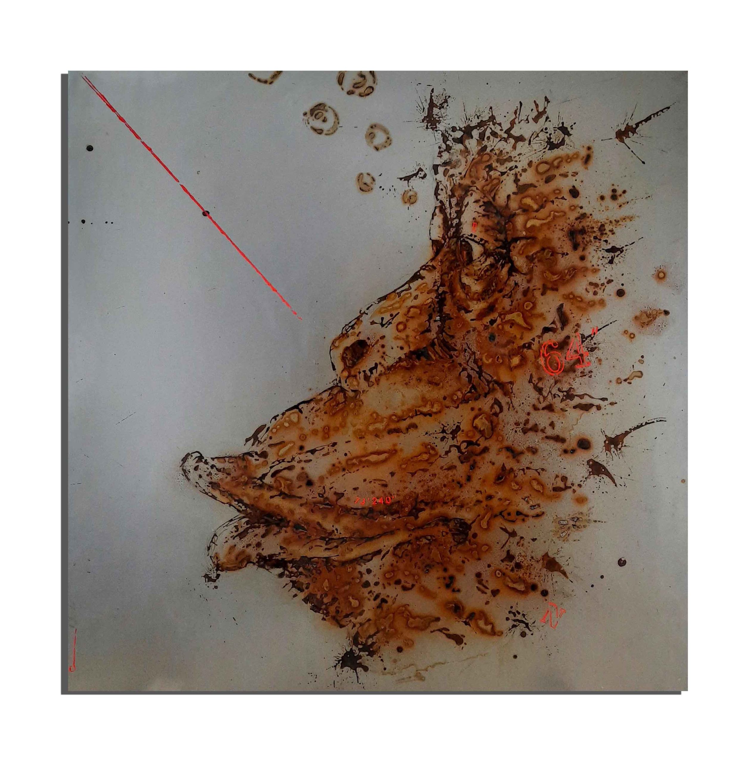 Chimpanzé de rouille fait avec du vinaigre et de l'eau de la plage de Pointe Noire (Congo) - projet Water Is Life, Christophe Monteil, Art 4 Nature