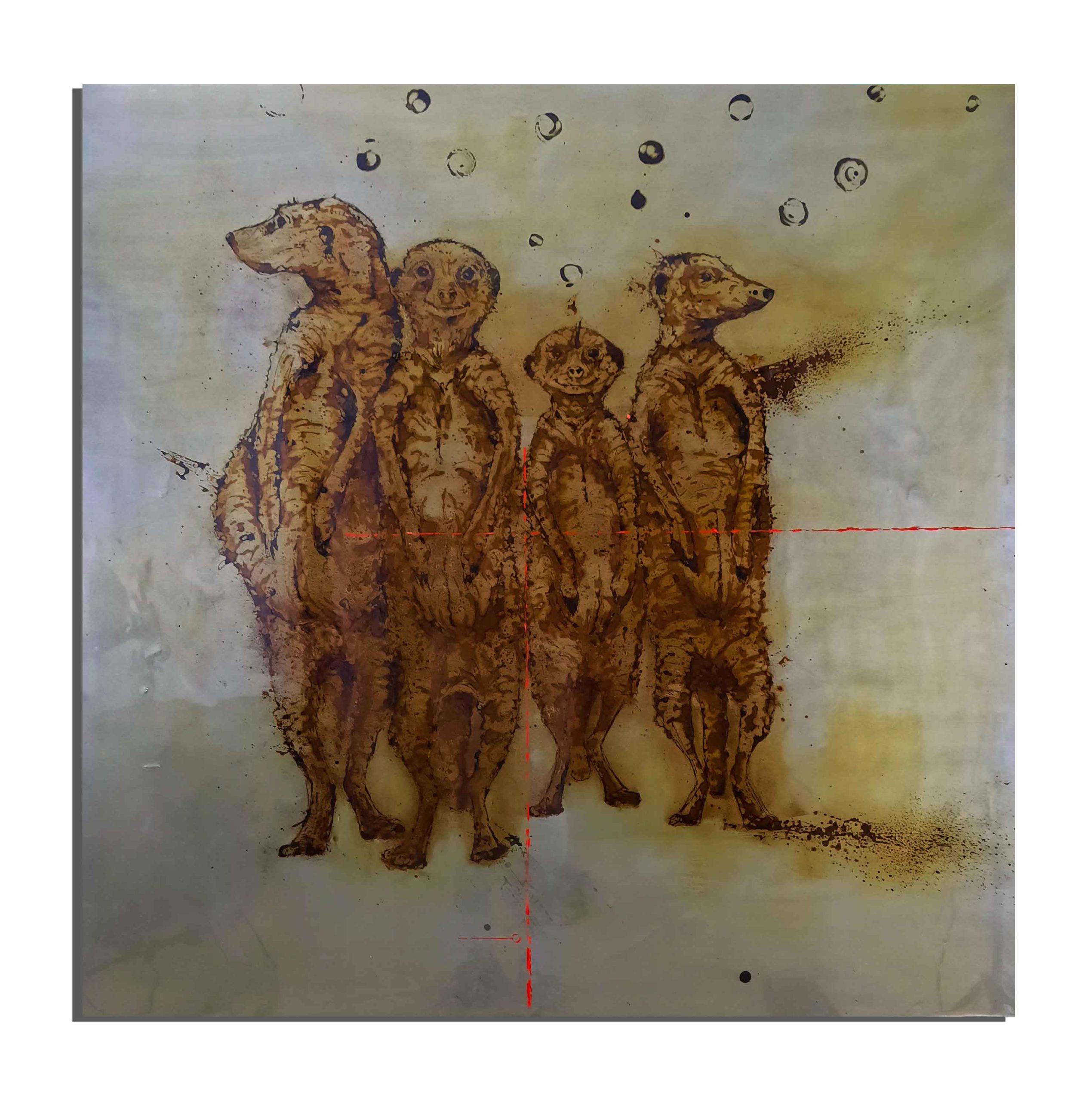 Suricates de rouille faits avec du vinaigre et de l'eau du golfe du Lion (France) - projet Water Is Life, Christophe Monteil, Art 4 Nature