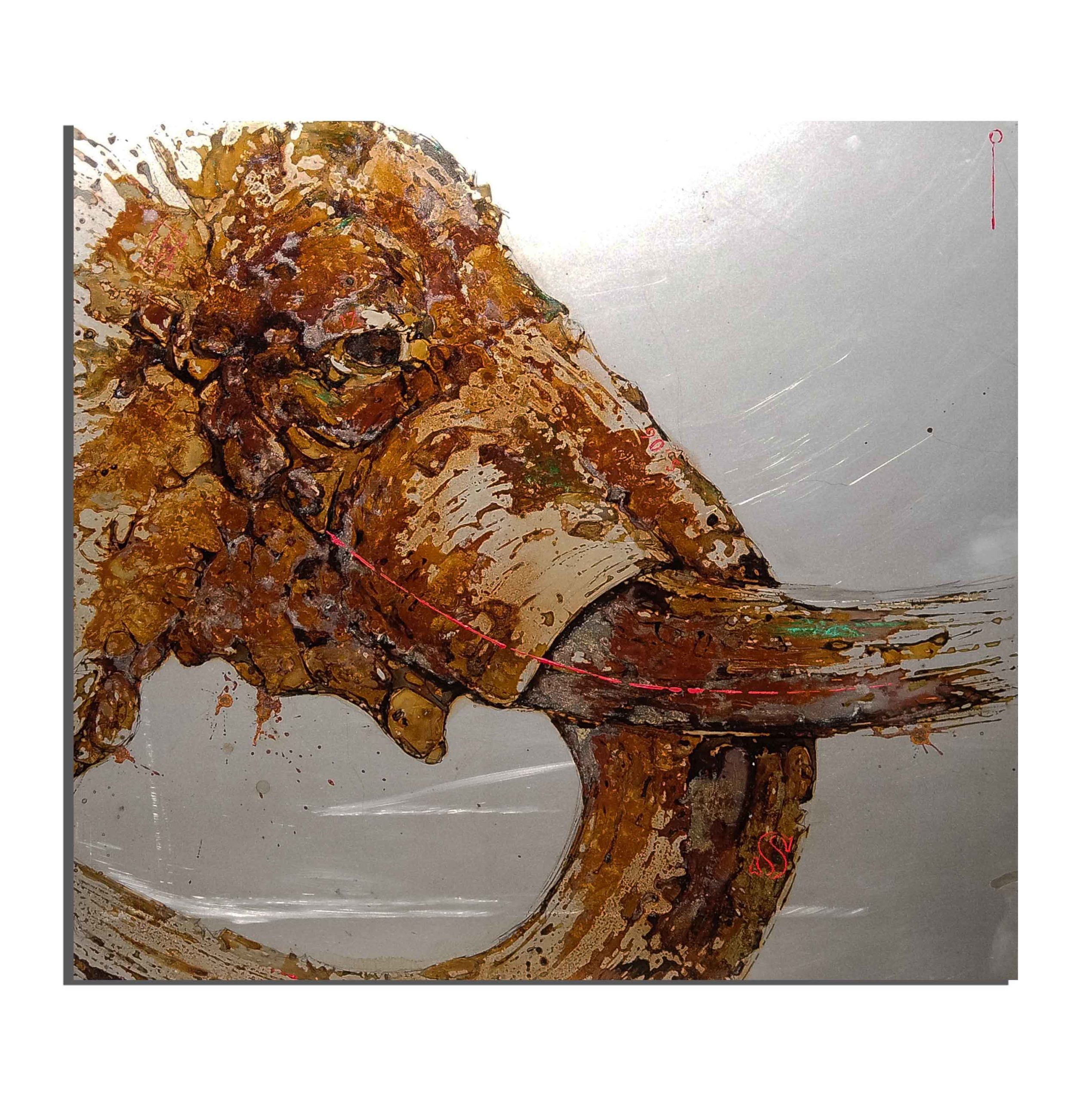 Elephant de rouille fait avec du vinaigre et de l'eau du Zambèze (Zimbabwe) - projet Water Is Life, Christophe Monteil, Art 4 Nature