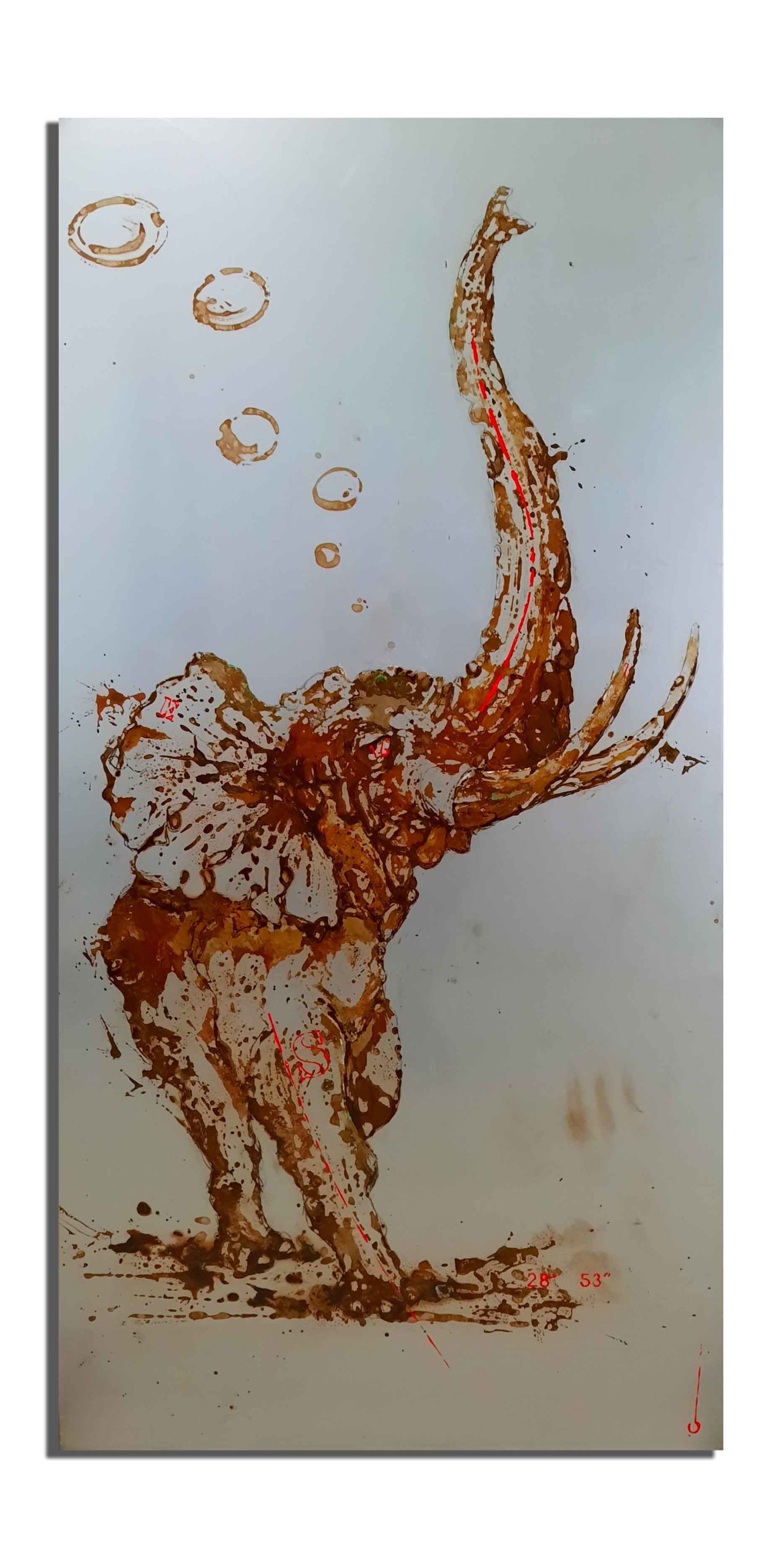 50x100 - éléphant de rouille - vinaigre et eau du Zambèze (Zimbabwe), projet Water Is Life, Christophe Monteil, Art 4 nature