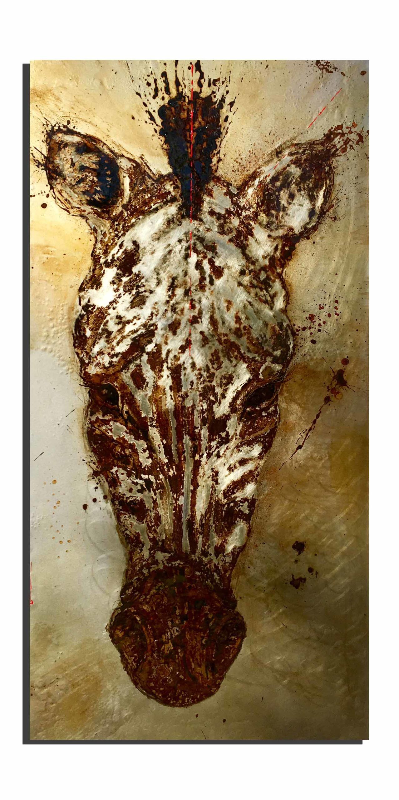 50x100 - zèbre de rouille - vinaigre et eau du golfe du Lion (Méditerranée, France), projet Water Is Life, Christophe Monteil, Art 4 nature