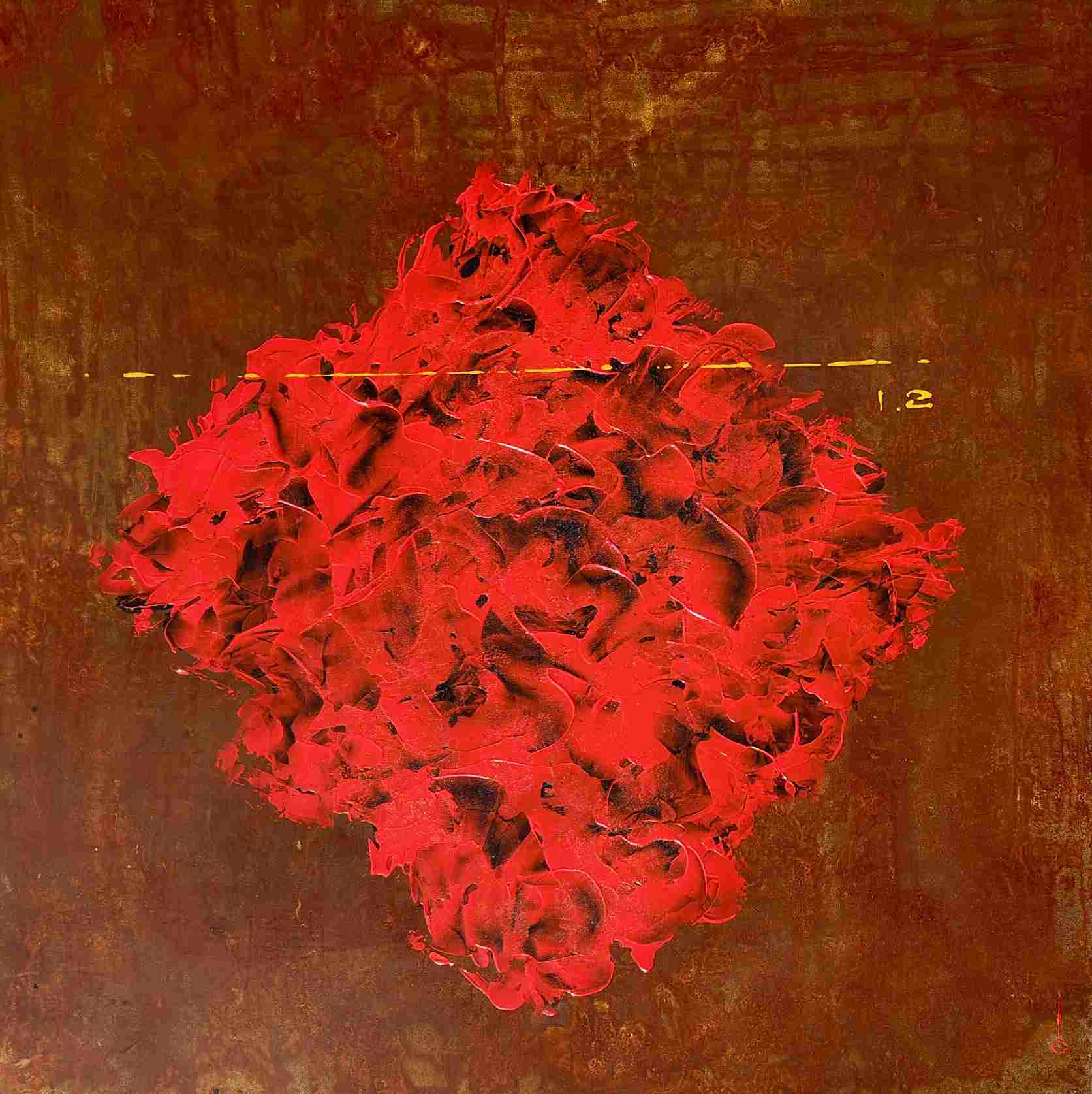 Iceberg 1.2 — rust paintings on steel with Canary Islands water, Christophe Monteil, 100×100 cm