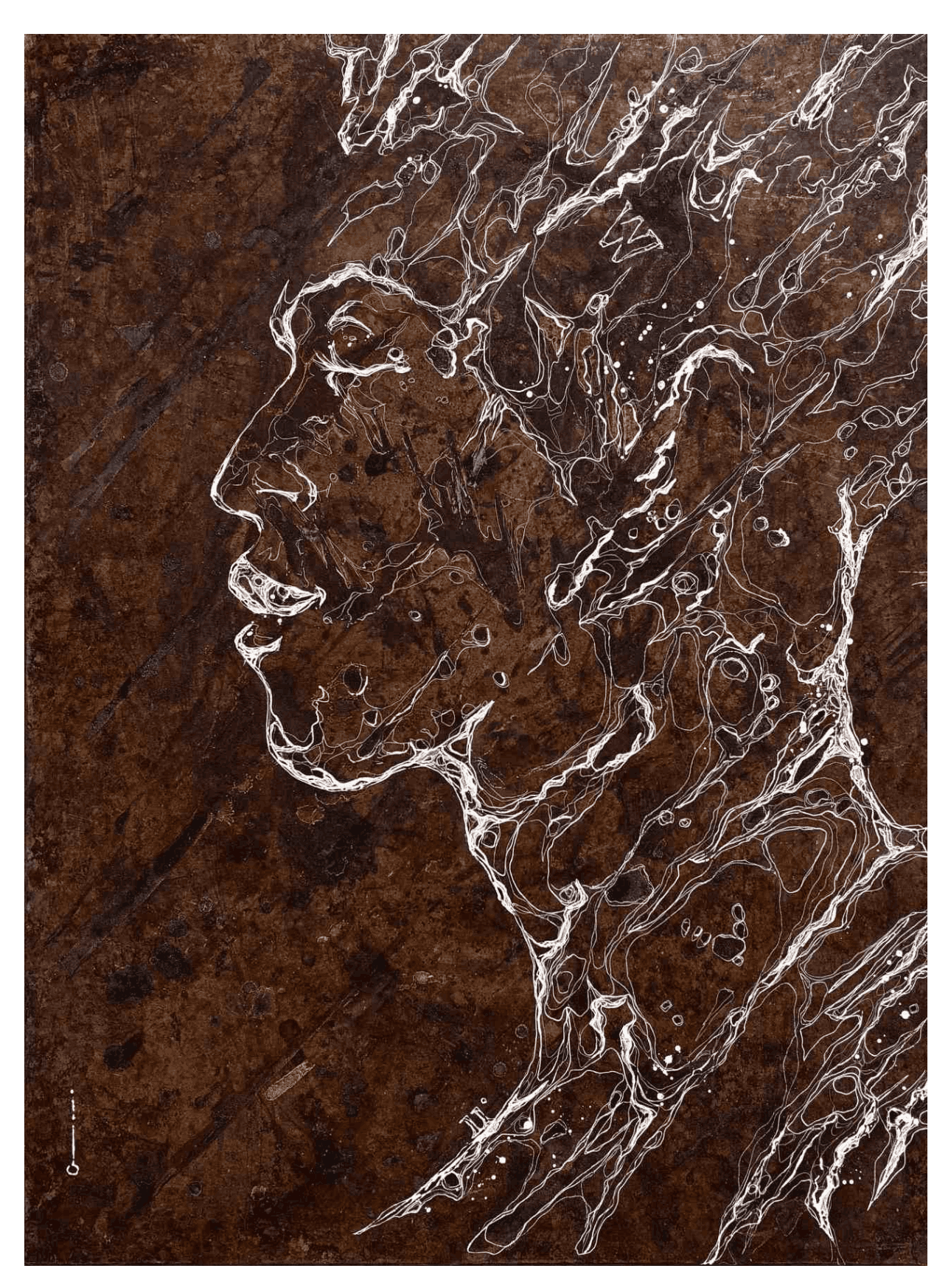 Nokoué — rust paintings on steel with Lake Nokoué water, Benin, Christophe Monteil, 50×70 cm, 2022