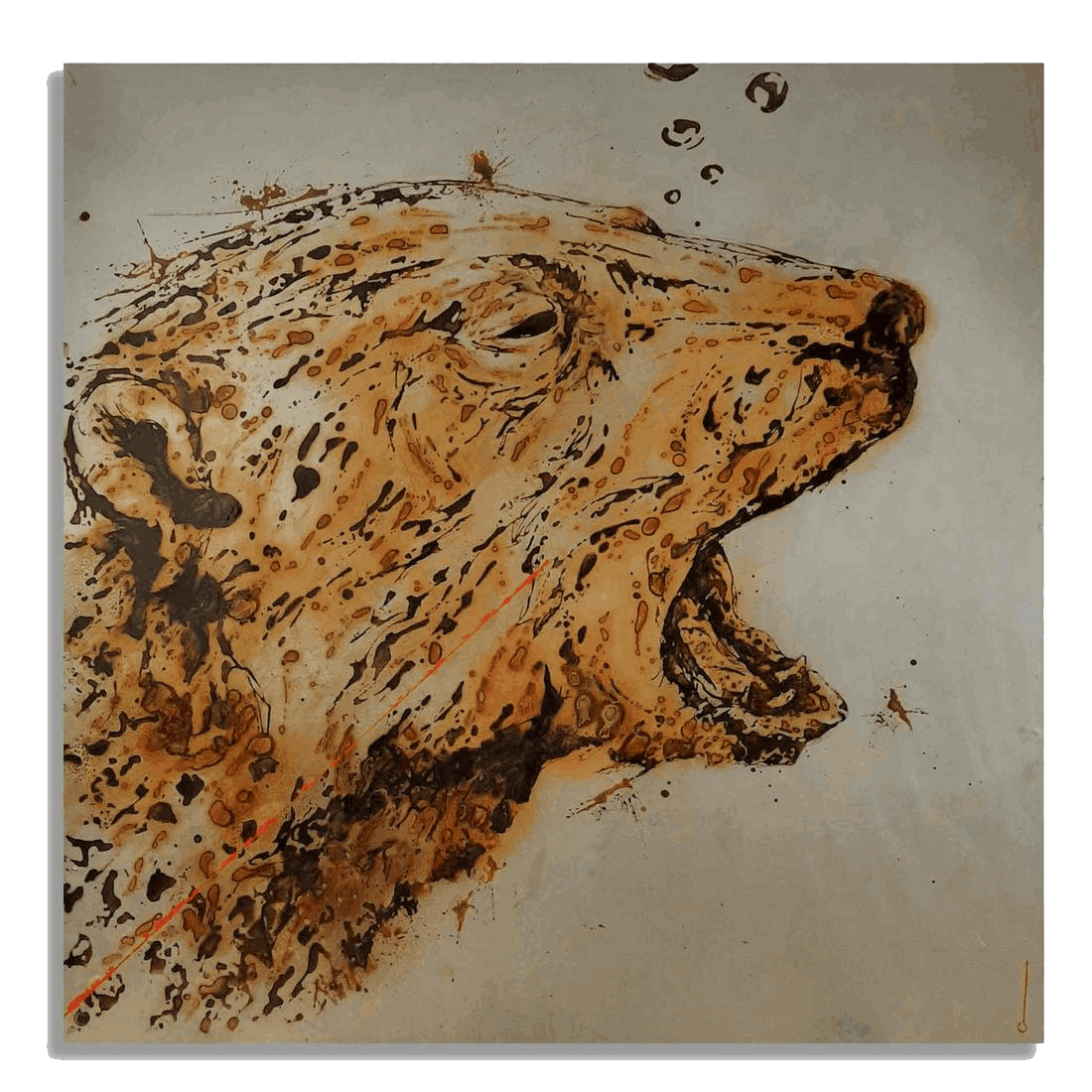 Polarrr — rust paintings on steel with Ilulissat icefjord water, Christophe Monteil, 100×100 cm, 2021