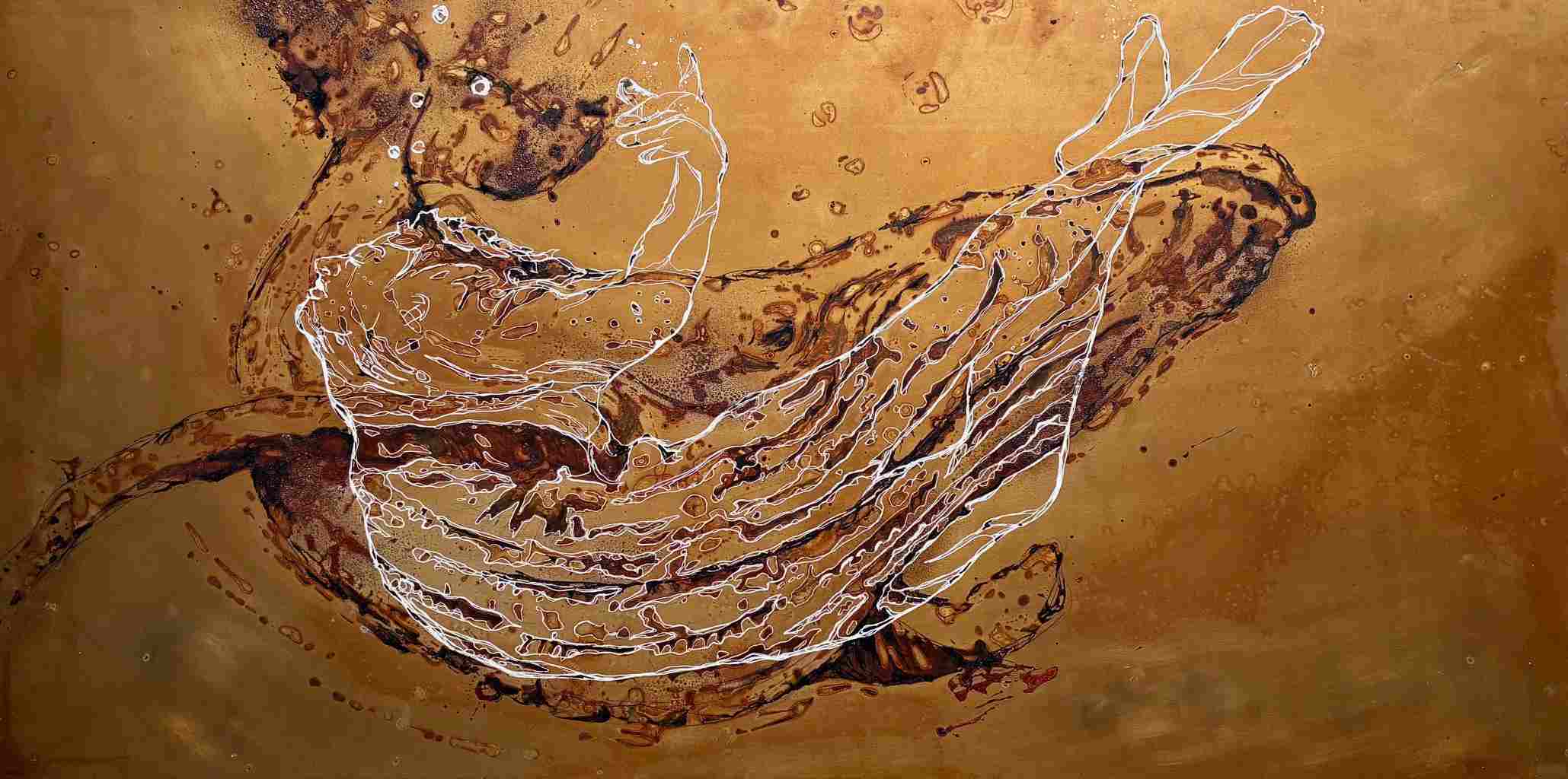 The Last Dance — rust paintings on steel with Hawaiian water, Christophe Monteil, 50×100 cm, 2021
